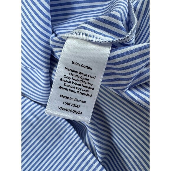 New Talbots Blue White Striped Long Sleeve Button Front Cotton Blouse Women Sz L - Picture 7 of 7
